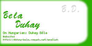 bela duhay business card