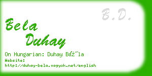 bela duhay business card